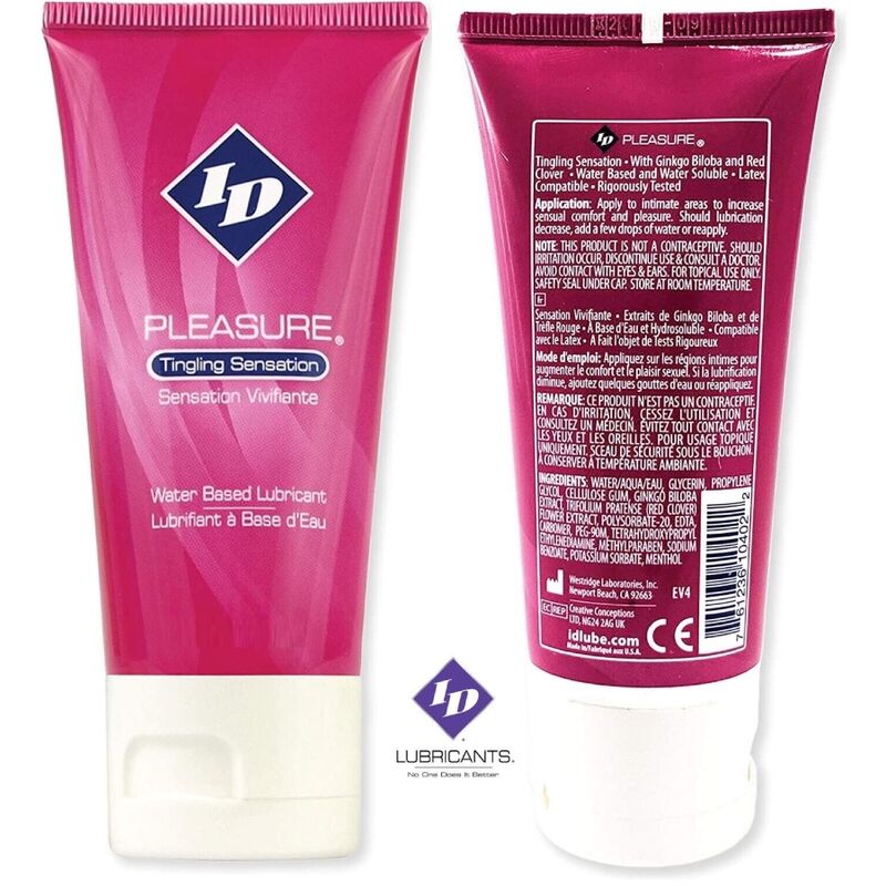 Gel bôi trơn ID Pleasure dạng nước với cảm giác tê mát 60 ml 6 id pleasure water based lubricant tinging sensation travel tube 60 ml 45428